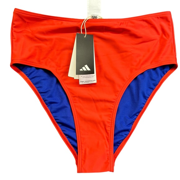 ADIDAS eco friendly women’s bright red high waist bikini swim bottoms size L NWT - Picture 1 of 6